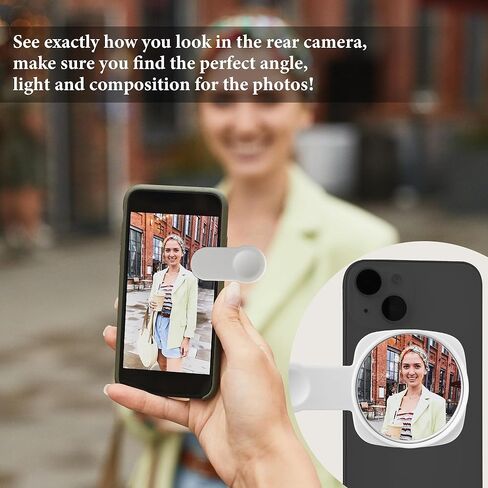 Phone Rear Camera Selfie Mirror - See How You Look in the Back Camera - For High Definition Photos (Black) in Kuwait