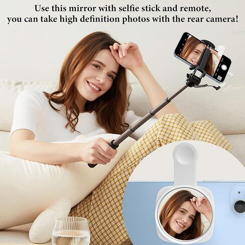 Phone Rear Camera Selfie Mirror - See How You Look in the Back Camera - For High Definition Photos (Black) in Kuwait