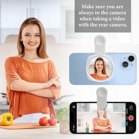 Phone Rear Camera Selfie Mirror - See How You Look in the Back Camera - For High Definition Photos (Black) in Kuwait