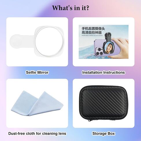 Phone Rear Camera Selfie Mirror - See How You Look in the Back Camera - For High Definition Photos (Black) in Kuwait