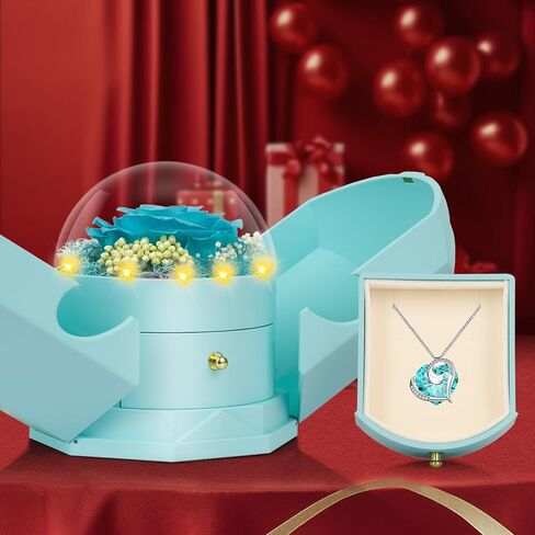 Preserved Red Real Rose with I Love You Necklace -Eternal Flowers Rose Gifts for Mom Grandma Wife Girlfriend on Mothers Day Valentines Christmas Birthday Anniversary Romantic Gifts for Her in Kuwait