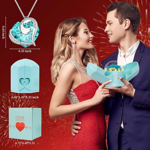 Preserved Red Real Rose with I Love You Necklace -Eternal Flowers Rose Gifts for Mom Grandma Wife Girlfriend on Mothers Day Valentines Christmas Birthday Anniversary Romantic Gifts for Her in Kuwait