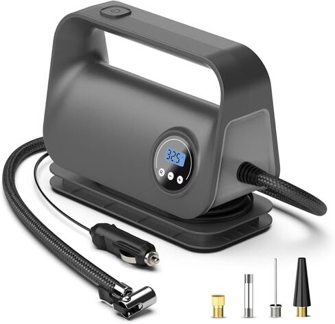 Tire Inflator Portable Air Compressor, DC 12V Portable Tire Inflator for Car, Air Tire Pump with Digital Tire Pressure Gauge and LED Light, Portable Air Compressor for Car Tires, Motorcycle, Bike in Kuwait