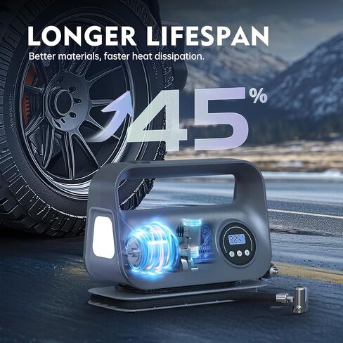 Tire Inflator Portable Air Compressor, DC 12V Portable Tire Inflator for Car, Air Tire Pump with Digital Tire Pressure Gauge and LED Light, Portable Air Compressor for Car Tires, Motorcycle, Bike in Kuwait