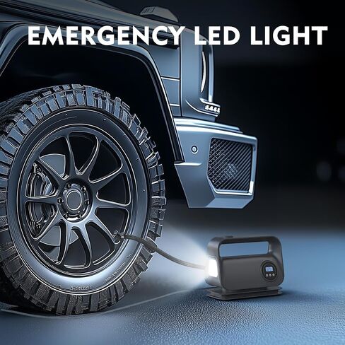 Tire Inflator Portable Air Compressor, DC 12V Portable Tire Inflator for Car, Air Tire Pump with Digital Tire Pressure Gauge and LED Light, Portable Air Compressor for Car Tires, Motorcycle, Bike in Kuwait