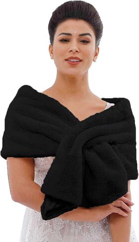 Gangel Long Faux Fur Shawl Wraps Bridal Winter Bolero Wedding 1920 Shrug(1pc) in Kuwait