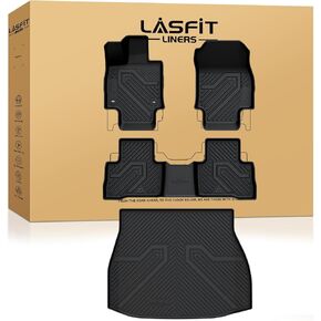 سجادات أرضية LASFIT لسيارة Toyota 4Runner 2013-2024 (تناسب 7 مقاعد و5 مقاعد) ولسيارة Lexus GX460 2014-2023، بطانة أرضية تناسب جميع الأحوال الجوية TPE مخصصة لـ 4 سجادات سيارة أمامية وخلفية صفين، أسود