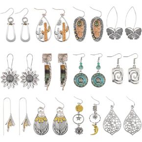 16 Pairs العصرية الاكريليك الروطان أقراط للنساء-موضة بيان أقراط بوهو قطرة استرخى أقراط عيد الميلاد للنساء طقم مجوهرات