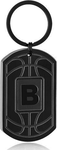 Initial Keychain Gifts for Men,Basketball Letter Dog Tag Mens Keychain,Mens Accessories Christmas Gifts in Kuwait