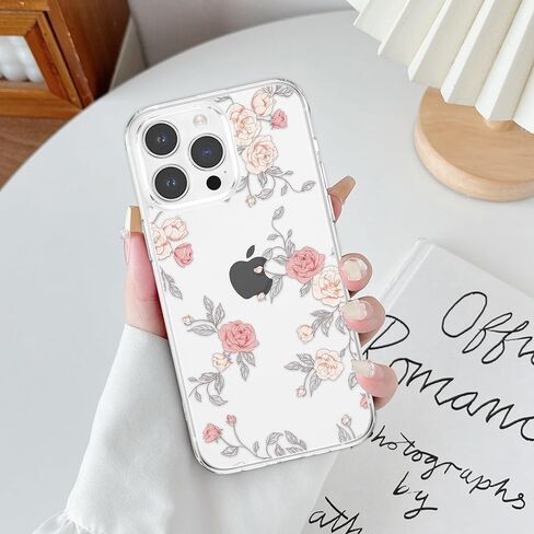 حافظة XIZYO مصممة لهاتف iPhone 13 Pro مقاس 6.1 بوصة، حافظة رفيعة بتصميم مطبوع عليها زهور بنمط وردي للفتيات والنساء، غطاء واقٍ مقاوم للصدمات من مادة TPU، أسود in Kuwait