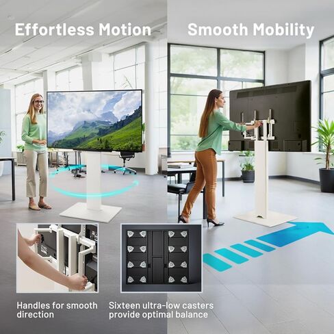 V5 نوع عالي | حامل تلفزيون عالمي محمول متدحرج ياباني قائم بذاته مقاس 32-80 بوصة مع عجلات مخفية | الساتان الأسود in Kuwait