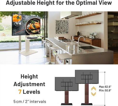 V5 نوع عالي | حامل تلفزيون عالمي محمول متدحرج ياباني قائم بذاته مقاس 32-80 بوصة مع عجلات مخفية | الساتان الأسود in Kuwait