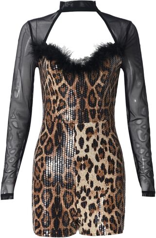 Short Jumpsuit for Women Long Sleeves Sequins Romper Fashion Active Wear Bodycon Overalls Fall in Kuwait