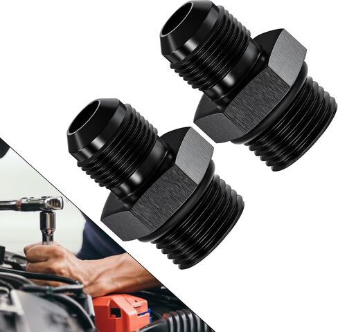 2Pcs 6AN Male to M14 x 1.5mm Male Swivel Flare Metric Fitting Adapter, Black Straight Hard Aluminum Hex Anodized Connector, Automotive Accessories Suitable for Vehicle Fuel Oil Line Modification in Kuwait