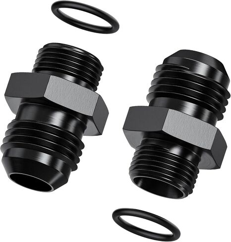 2Pcs 6AN Male to M14 x 1.5mm Male Swivel Flare Metric Fitting Adapter, Black Straight Hard Aluminum Hex Anodized Connector, Automotive Accessories Suitable for Vehicle Fuel Oil Line Modification in Kuwait