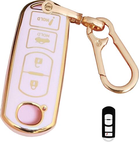 Pink for Mazda Key Fob Cover with Keychain Fits for Mazda 3 6 8 Miata MX-5 CX-3 CX-5 CX-7 CX-9 Smart Key (3-Button) in Kuwait