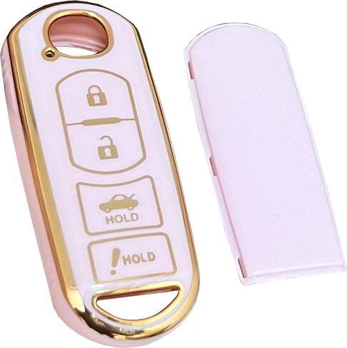 Pink for Mazda Key Fob Cover with Keychain Fits for Mazda 3 6 8 Miata MX-5 CX-3 CX-5 CX-7 CX-9 Smart Key (3-Button) in Kuwait