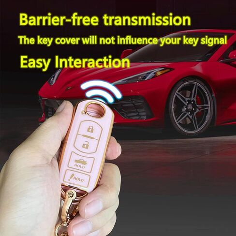 Pink for Mazda Key Fob Cover with Keychain Fits for Mazda 3 6 8 Miata MX-5 CX-3 CX-5 CX-7 CX-9 Smart Key (3-Button) in Kuwait