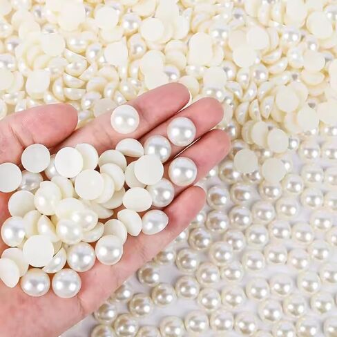 5000PCS 4mm Flatback Half Pearls, Gold Imitation Half Round Flatback Pearls Beads for Crafts Project, Flatback Round Pearls for Crocs Tumblers Shoes Cups Wedding in Saudi Arabia