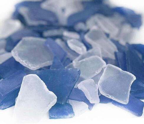 CYS EXCEL Sea Glass 32 Ounces Light Blue & Clear Mix | Multiple Color Choices Crushed Glass Vase Filler | Aquarium Nautical Décor for Art Crafts Flat Frosted Dyed Color Stone in Kuwait