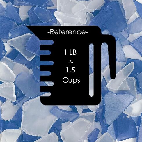 CYS EXCEL Sea Glass 32 Ounces Light Blue & Clear Mix | Multiple Color Choices Crushed Glass Vase Filler | Aquarium Nautical Décor for Art Crafts Flat Frosted Dyed Color Stone in Kuwait
