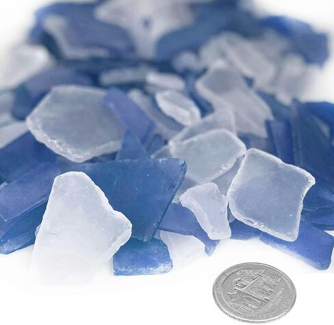CYS EXCEL Sea Glass 32 Ounces Light Blue & Clear Mix | Multiple Color Choices Crushed Glass Vase Filler | Aquarium Nautical Décor for Art Crafts Flat Frosted Dyed Color Stone in Kuwait