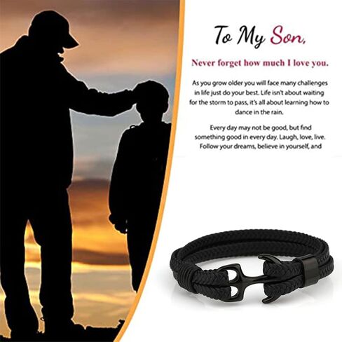 Personalized Son's Infinity Knot Bracelet Gift, To My Son/Grandson Stainless Steel Infinity Knot Leather Engraved with Love You Forever Bracelet Forever Linked Together Jewelry for Birthday Christmas in Kuwait