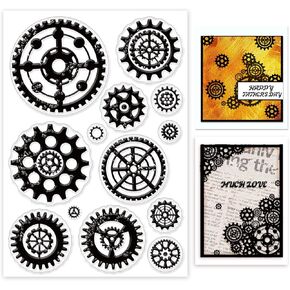 GLOBLELAND Mechanical Gears Clear Stamp Steampunk Silicone Clear Stamps Vintage Rubber Stamps for Scrapbook Photo Album DIY Card Hand Account Making 4.7 x 7.9 Inch in Kuwait