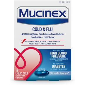 Mucinex، جل سائل لضغط الدم المرتفع والبرد، 16 قيراط.