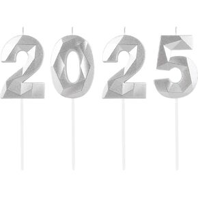 شموع ذهبية ثلاثية الأبعاد رقم 2025، 2025 شموع، شموع ذهبية سعيدة للعام الجديد لتزيين الكيك، أعلى الكعكة للرجال والنساء 2025 ديكورات حفلات التخرج وحفلات رأس السنة الجديدة وديكورات الاحتفال بالذكرى السنوية in Kuwait