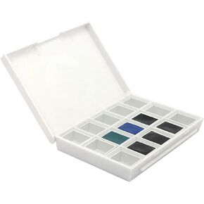 DANIEL SMITH Hand Poured Watercolor, Half Pans, Earth Set with 6 Watercolor Half Pans, 9 Empty Half Pans, 1 Plastic Travel Case (Total 16 Pieces) 285650002