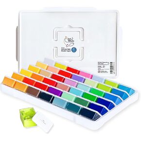 Gouache Paint Set 42 Colors in Cups With Lids (each 50ml/1.7oz)|Intense Pigments, Refillable, Pro-Quality