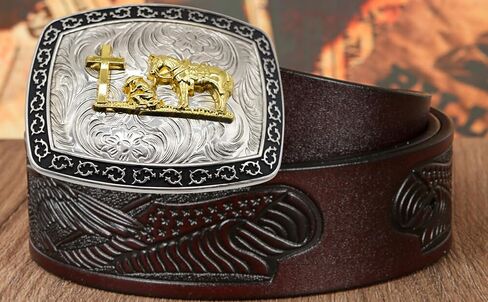 Praying Cowboy Cross Religious Faith Large Huge Rodeo Western Gold Tone Belt Buckle in Saudi Arabia