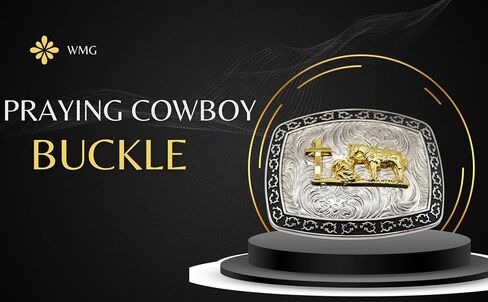 Praying Cowboy Cross Religious Faith Large Huge Rodeo Western Gold Tone Belt Buckle in Saudi Arabia