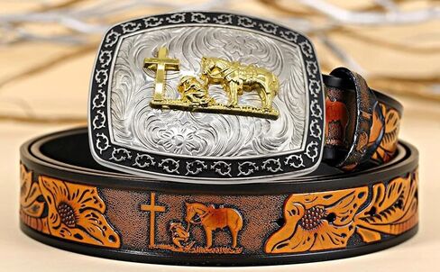 Praying Cowboy Cross Religious Faith Large Huge Rodeo Western Gold Tone Belt Buckle in Saudi Arabia