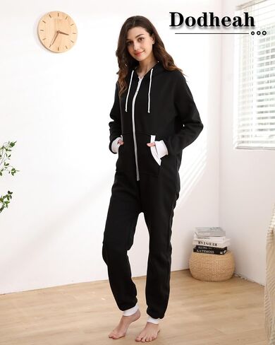 Dodheah Adult Onesie Pajamas Women Mens Jumpsuit Sleepwear Zipper One Piece Outfits Homewear Sportwear Loungewear in Saudi Arabia
