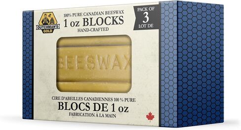 Dutchman’s Gold Canadian Yellow Beeswax Block (454g or 1oz Pack of 12) - Cosmetic-Grade Natural Beeswax for Candle Making, Soap, Crafts, Beauty - Pure Beeswax Bars - Safe and Easy to Melt in Kuwait