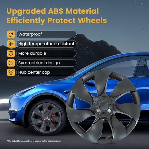 يضيء Hubcaps غطاء مركز العجلة لملحقات Tesla Model Y، 4 قطع متوافقة مع أغطية العجلات النموذجية Y مقاس 19 بوصة، أغطية محور ABS تصميم متماثل غطاء حماية حافة على شكل توربين إعصار in Saudi Arabia