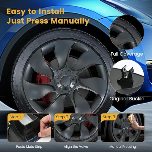 يضيء Hubcaps غطاء مركز العجلة لملحقات Tesla Model Y، 4 قطع متوافقة مع أغطية العجلات النموذجية Y مقاس 19 بوصة، أغطية محور ABS تصميم متماثل غطاء حماية حافة على شكل توربين إعصار in Saudi Arabia
