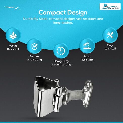 MARINE CITY Stainless Steel Gloss Polished Smooth Finish Strong Door Stopper Catch and Holder (Height: 1-5/8 Inches) for Boats – RVs – Marines – Bedroom Doors – Home – Hardware Accessories (Pack of 1) in Kuwait