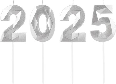 شموع ذهبية ثلاثية الأبعاد رقم 2025، 2025 شموع، شموع ذهبية سعيدة للعام الجديد لتزيين الكيك، أعلى الكعكة للرجال والنساء 2025 ديكورات حفلات التخرج وحفلات رأس السنة الجديدة وديكورات الاحتفال بالذكرى السنوية in Kuwait