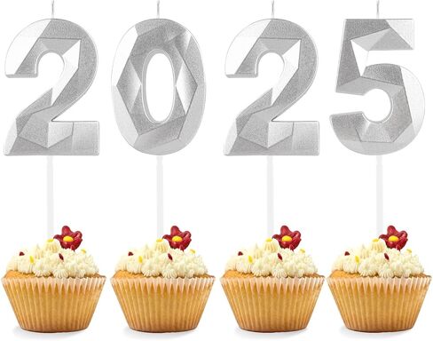 شموع ذهبية ثلاثية الأبعاد رقم 2025، 2025 شموع، شموع ذهبية سعيدة للعام الجديد لتزيين الكيك، أعلى الكعكة للرجال والنساء 2025 ديكورات حفلات التخرج وحفلات رأس السنة الجديدة وديكورات الاحتفال بالذكرى السنوية in Kuwait