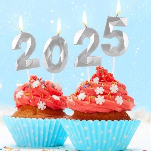 شموع ذهبية ثلاثية الأبعاد رقم 2025، 2025 شموع، شموع ذهبية سعيدة للعام الجديد لتزيين الكيك، أعلى الكعكة للرجال والنساء 2025 ديكورات حفلات التخرج وحفلات رأس السنة الجديدة وديكورات الاحتفال بالذكرى السنوية in Kuwait