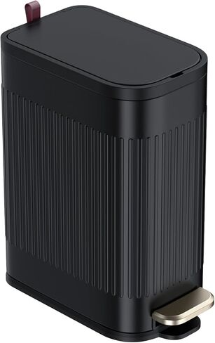 BETHEBEST 4 Gallon/15 Liter Trash Can with Soft Close Lid,Stainless Steel Trash Can with Removable Wastebasket, Rectangular Garbage Can for Bathroom,Kitchen,Office,Black in Kuwait