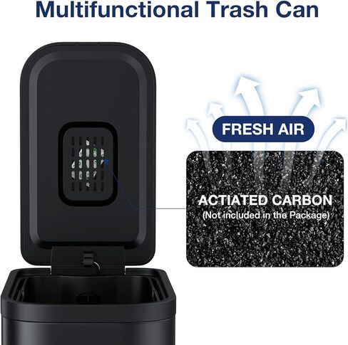 BETHEBEST 4 Gallon/15 Liter Trash Can with Soft Close Lid,Stainless Steel Trash Can with Removable Wastebasket, Rectangular Garbage Can for Bathroom,Kitchen,Office,Black in Kuwait