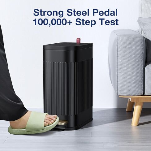 BETHEBEST 4 Gallon/15 Liter Trash Can with Soft Close Lid,Stainless Steel Trash Can with Removable Wastebasket, Rectangular Garbage Can for Bathroom,Kitchen,Office,Black in Kuwait