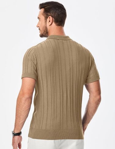 تي شيرت بولو رجالي كاجوال من JMIERR بأكمام قصيرة وملاءمة كلاسيكية وقمصان جولف مع سحاب in Kuwait