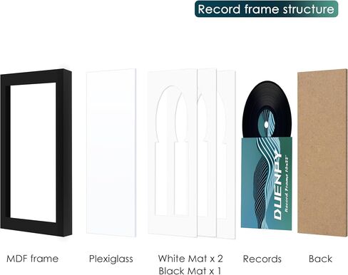 Vinyl Record Display Frame 16x22 Inches Display Record Album and 12.5x12.5 Album Cover Art（Black Bottom Mat） Wall Mount in Kuwait