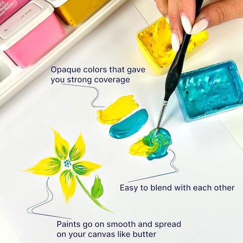 مجموعة ألوان جواش 42 لونًا، 50 مل، أكواب 1.7 أونصة سائلة مع أغطية في حقيبة حمل، مجموعة ألوان مائية للرسم على القماش والورق والخشب - لوازم فنية للبالغين والطلاب والأطفال in Kuwait