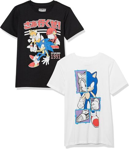 SEGA boys Sonic the Hedgehog 2 Pack Short Sleeve T-shirt Bundle T Shirt, Green/Navy, 4 5 US in Kuwait